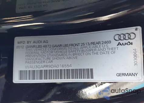 2013 Audi S5 3.0T Premium Plus from USA, damaged, VIN WAU3GAFR9DA016554